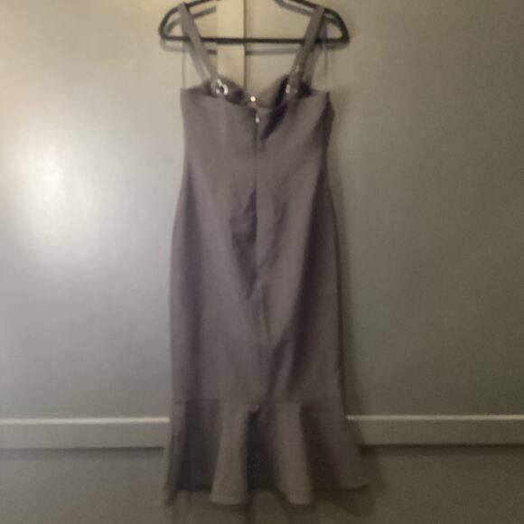 Revolve Likely Tia cutout peplum mermaid black midi bodycon cocktail dress 6 - Picture 3 of 12